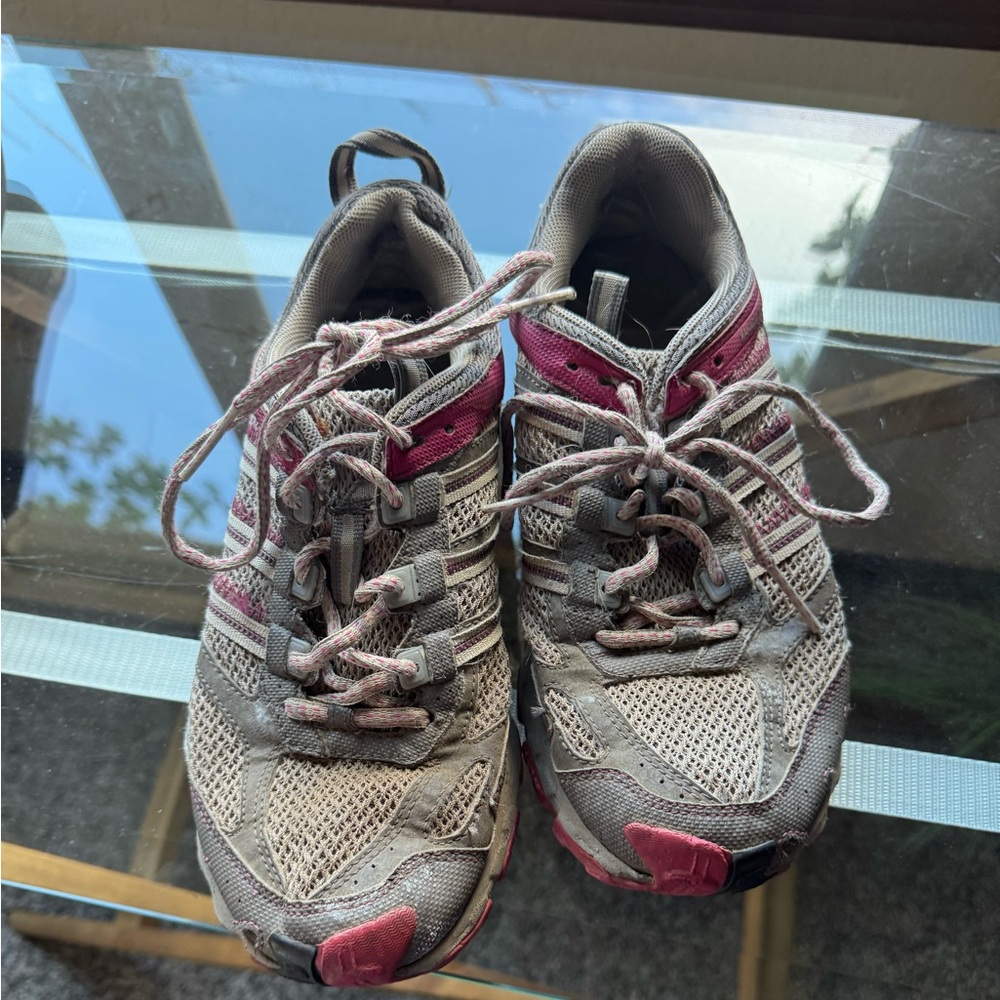 Gray and Pink Athletic Shoes